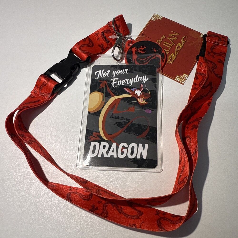 Mulan and Dragon Cartoon Lanyard w/ ID Holder Keychain